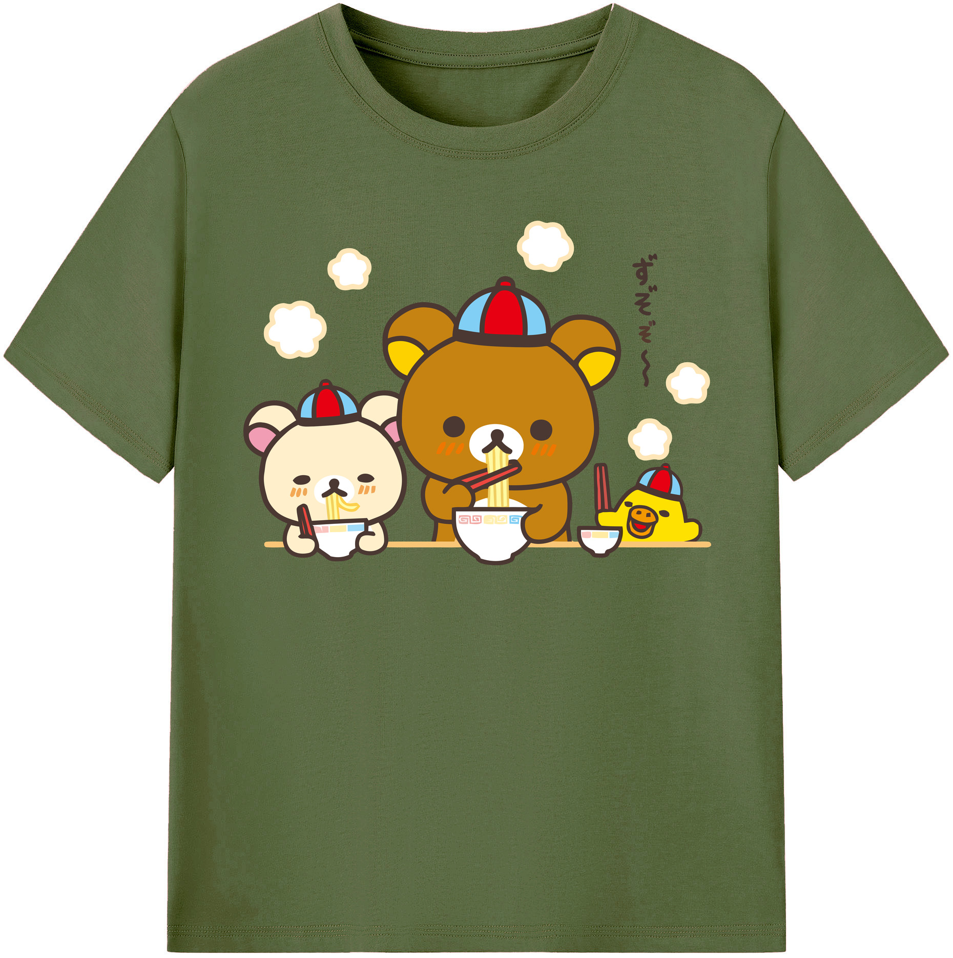 （画像用） リラックマ リラックマ キイロイトリ Rilakkuma Korilakkuma Kiiroitori 綿100％半袖Tシャツ（フロントプリント）